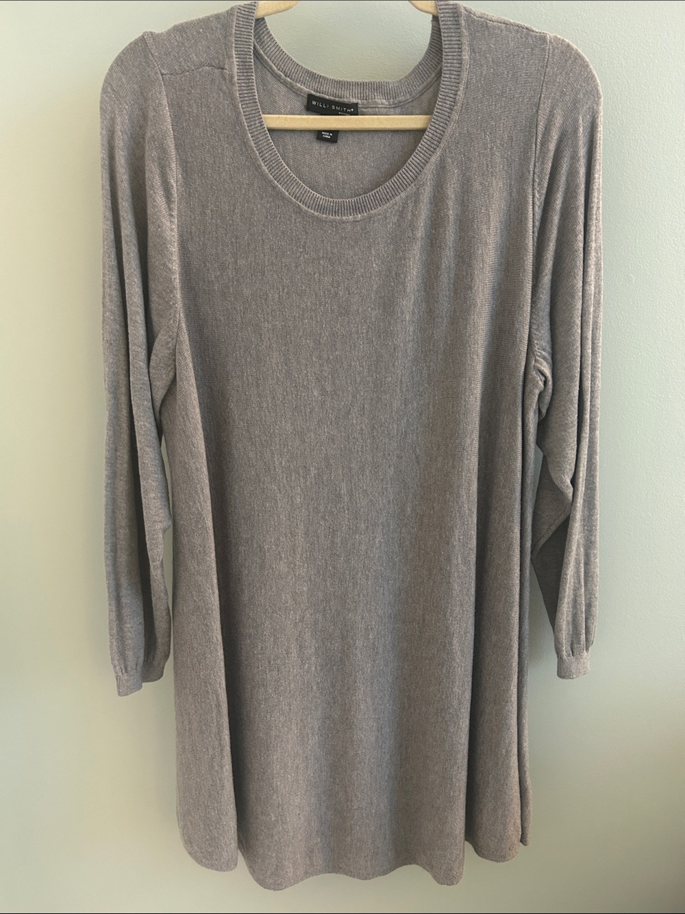 Casual Grey Long-Sleeve Knit Dress